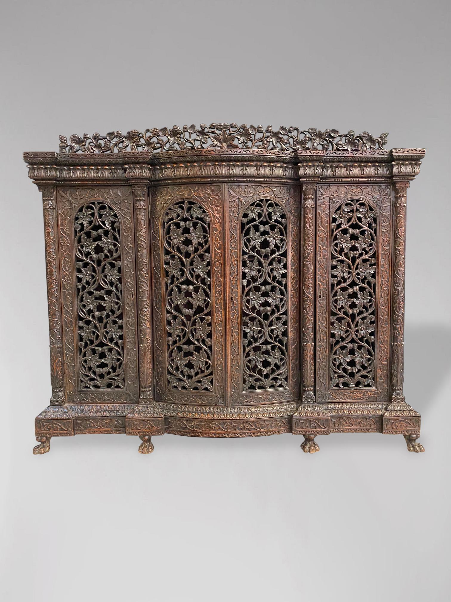 19th Century Anglo-Indian Colonial Carved Rosewood Dresser In Fair Condition In Petworth,West Sussex, GB
