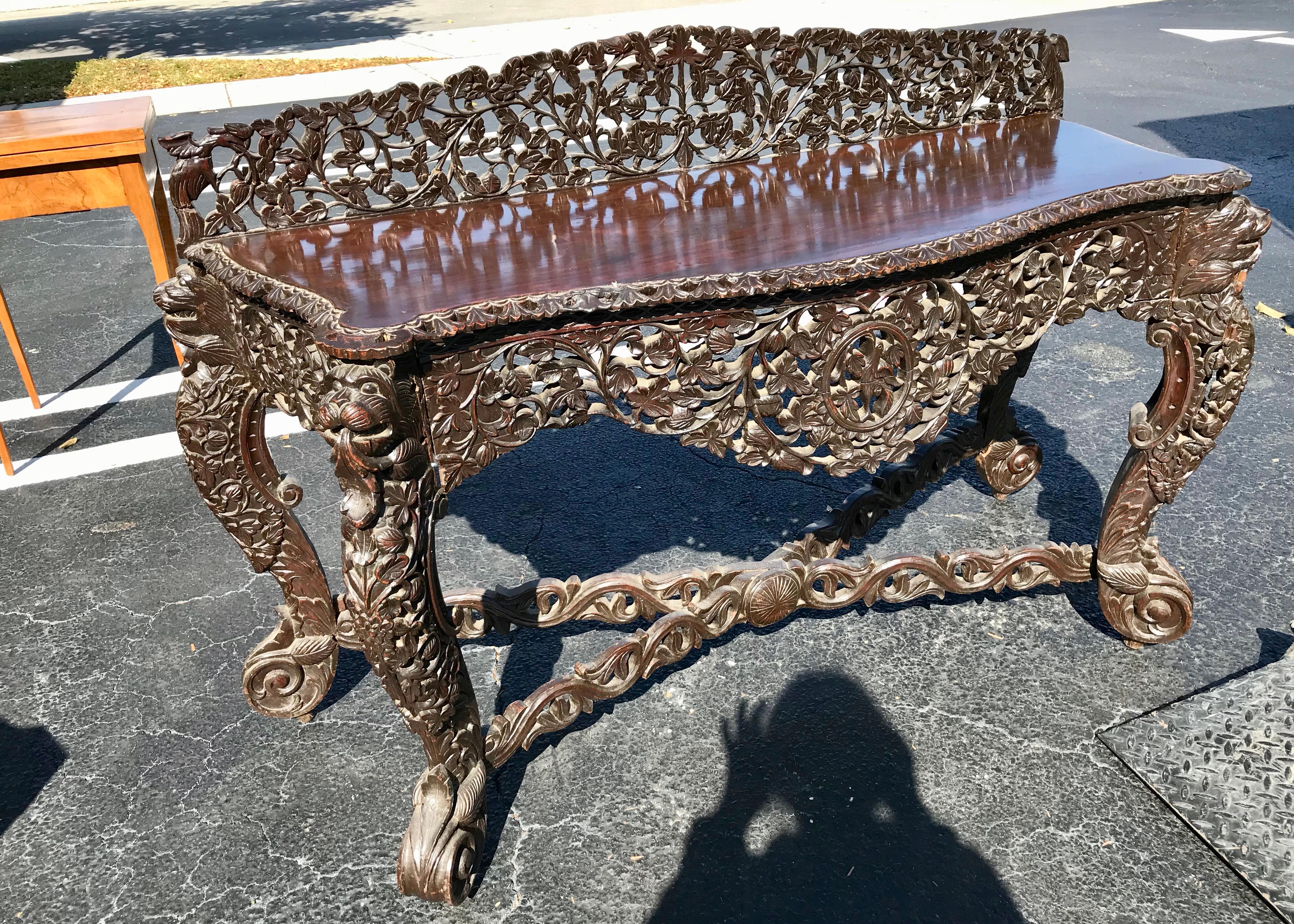 Hand-Carved 19th Century Anglo-Indian Console / Server For Sale