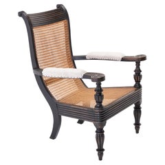 Antique 19th Century Anglo Indian Ebonised Teak Armchair