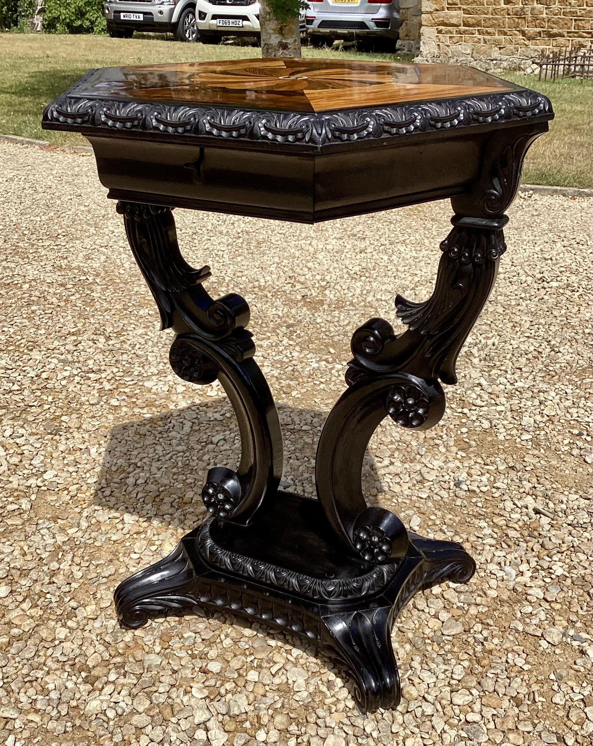 19th Century Anglo Indian Ebony Occasional Table For Sale 11