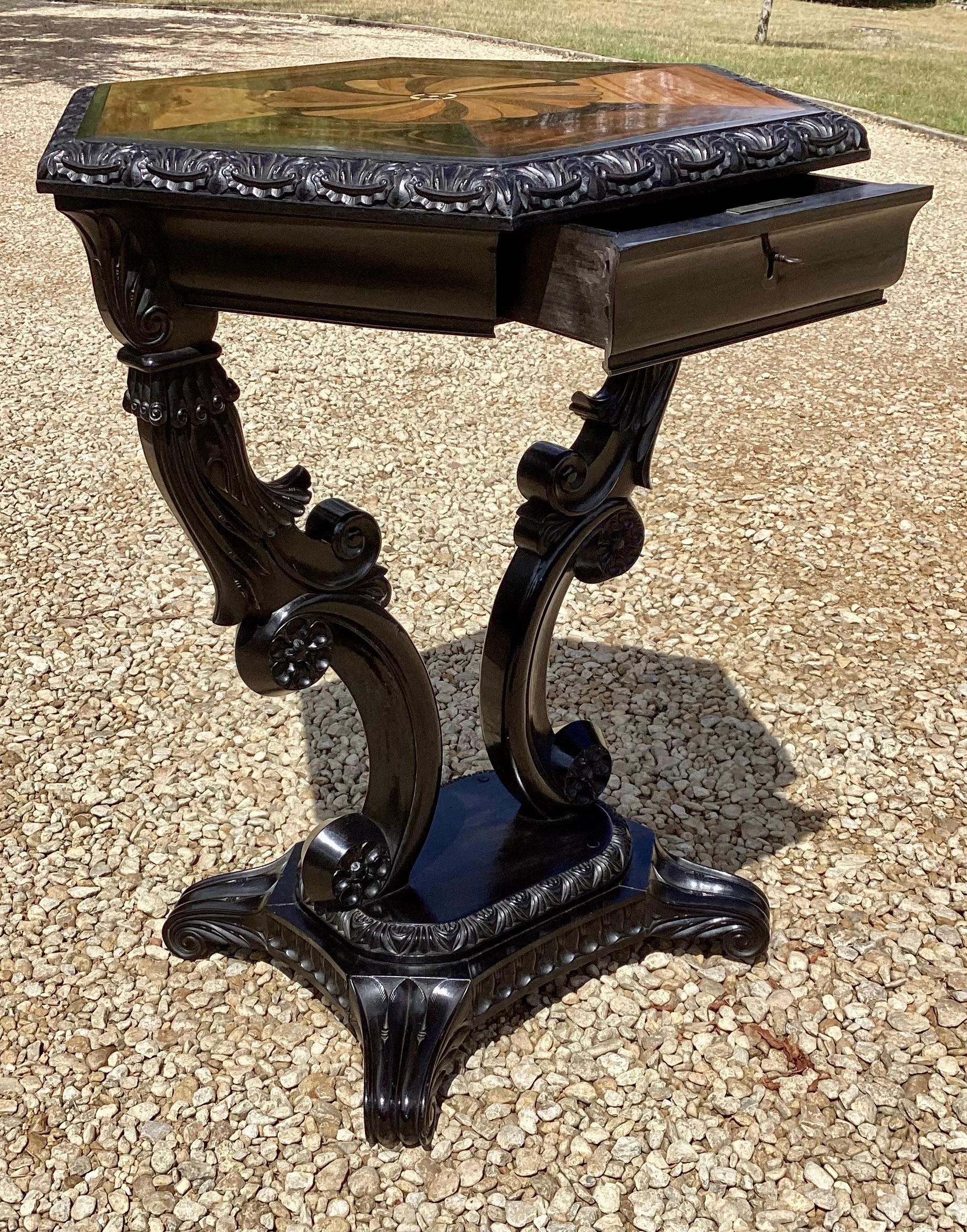 19th Century Anglo Indian Ebony Occasional Table For Sale 2