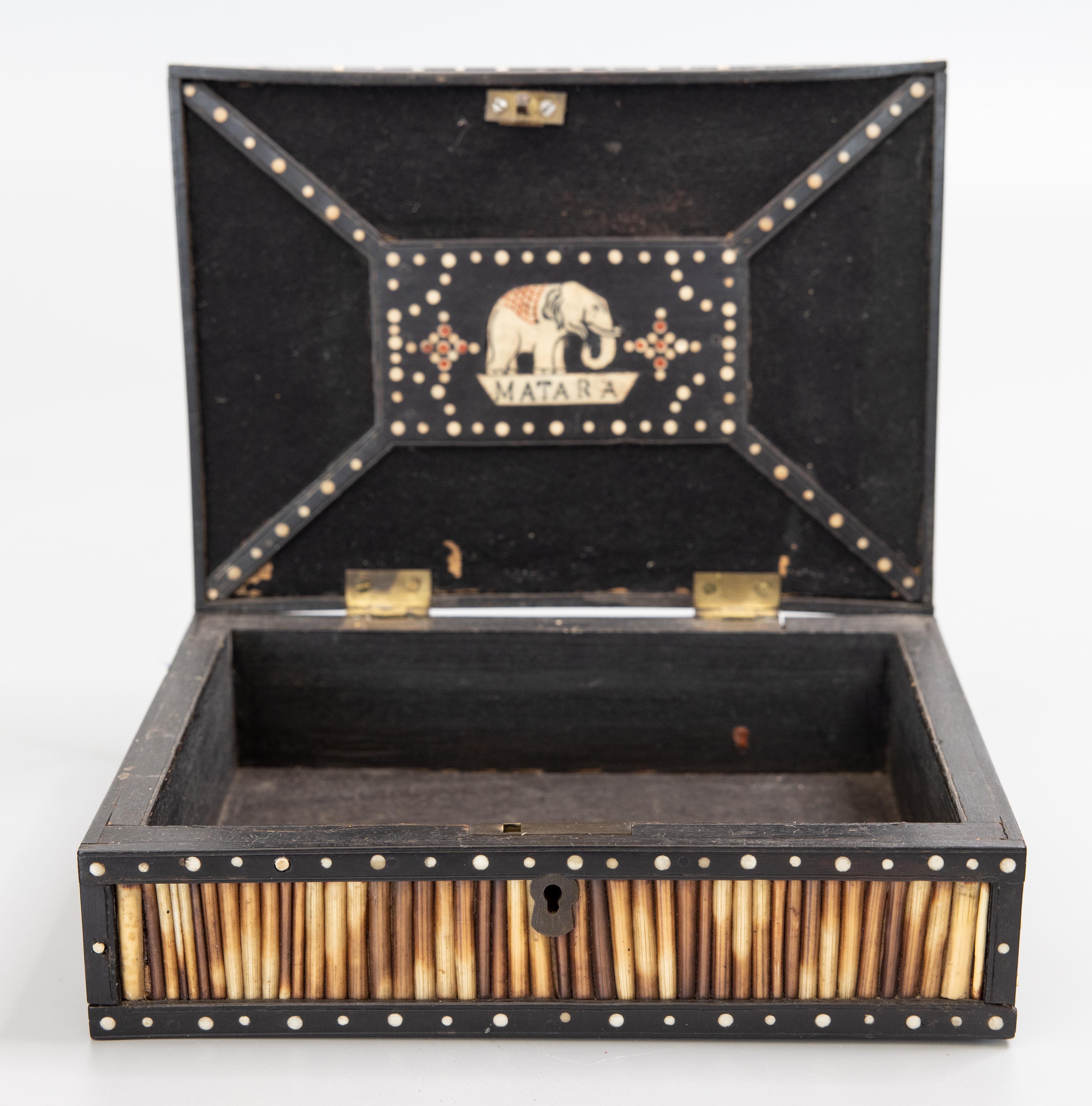 British Colonial 19th Century Anglo Indian Ebony & Porcupine Quill Box