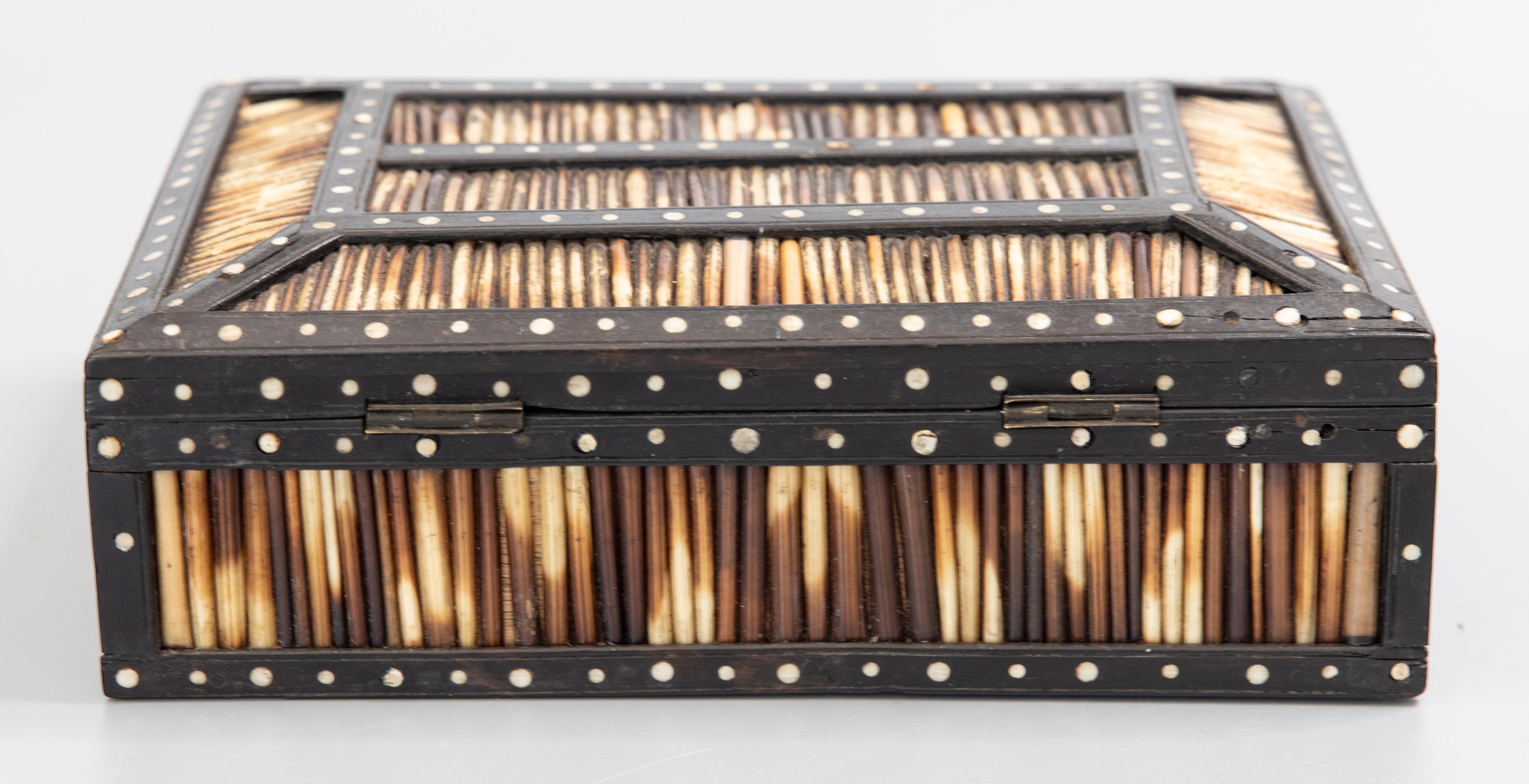 Bone 19th Century Anglo Indian Ebony & Porcupine Quill Box