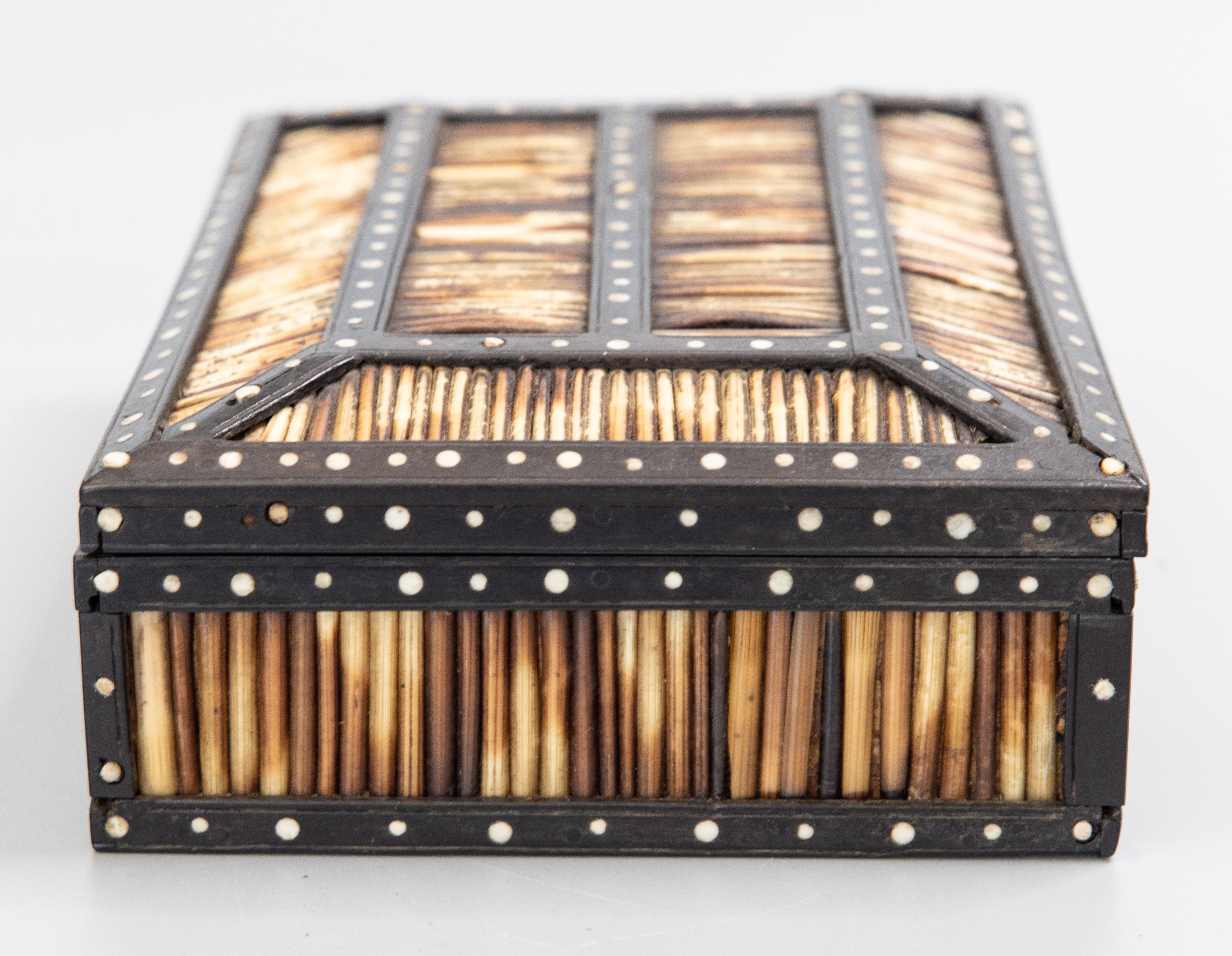 19th Century Anglo Indian Ebony & Porcupine Quill Box 1