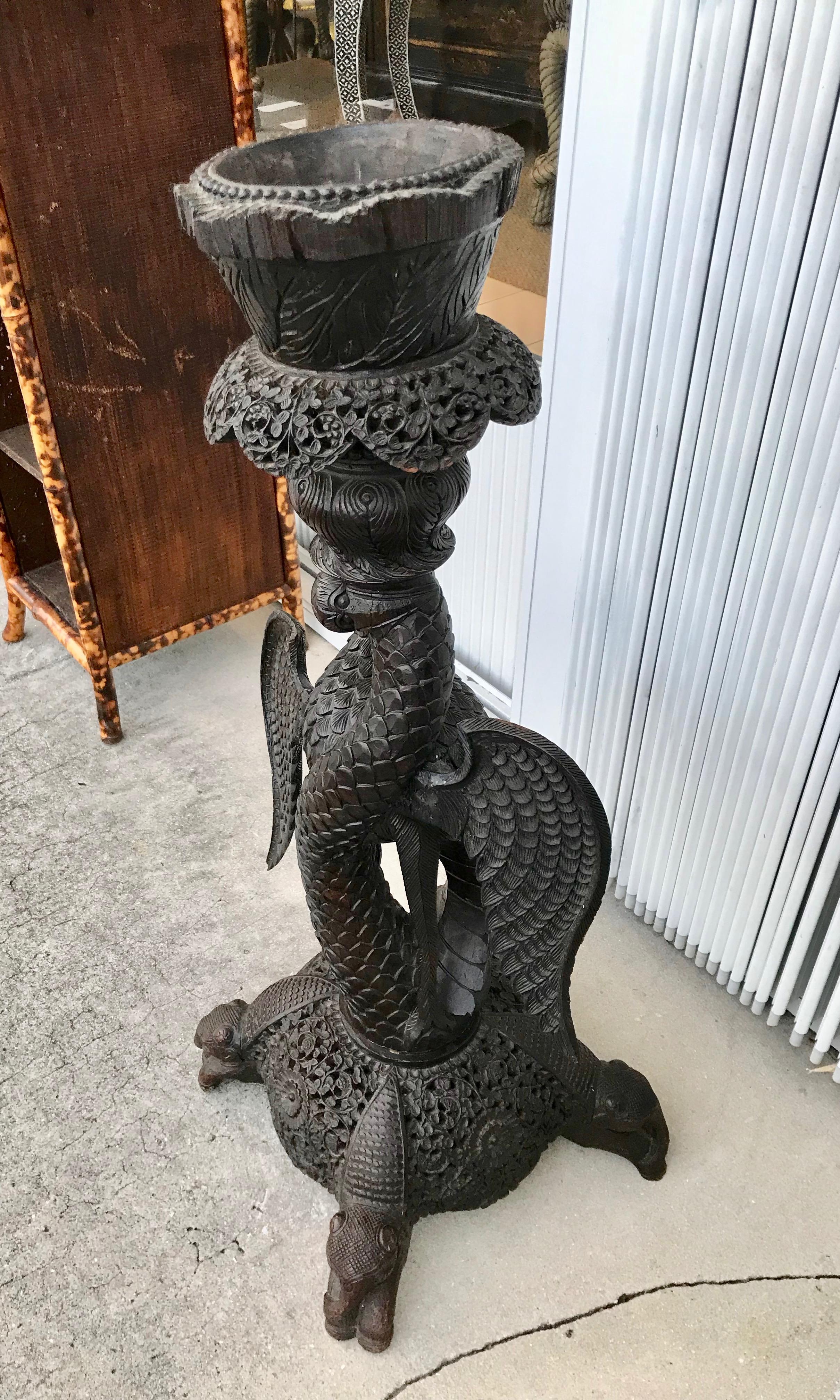 Hand-Carved 19th Century Anglo, Indian Fern Stand For Sale