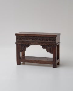 19th century Anglo-Indian Hand-Carved Wooden Console, Rajasthan