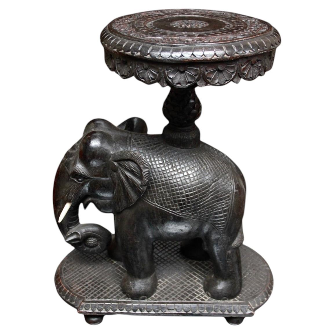 19th Century Anglo Indian Hardwood Elephant Table For Sale