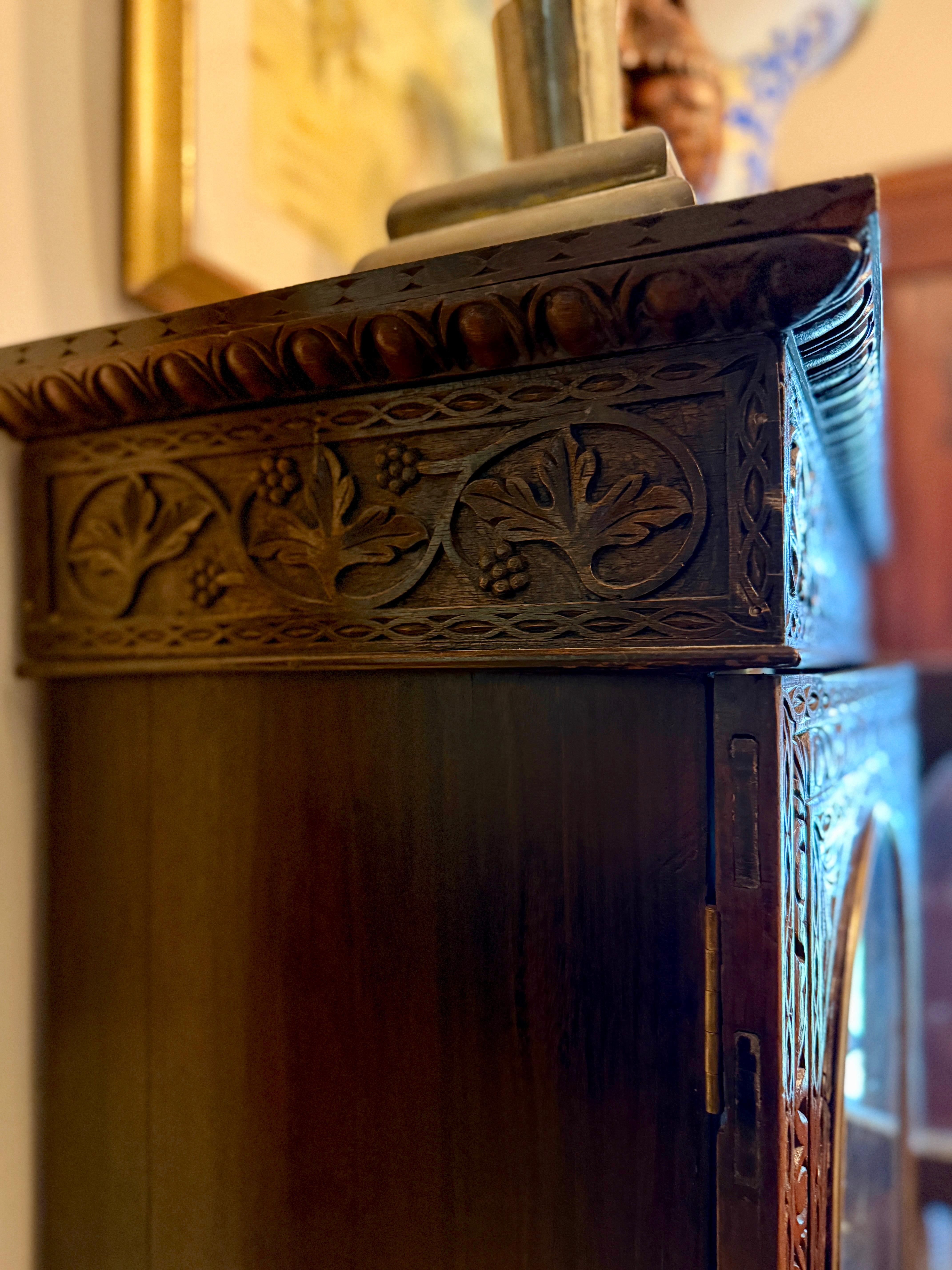 19th Century, Anglo Indian Heavily Carved Rosewood Campaign Secretary Bookcase For Sale 4