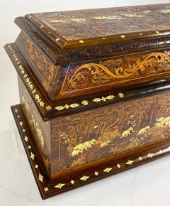 19th Century Anglo Indian Inlaid Elephant Motif Trunk or Large Jewelry Chest