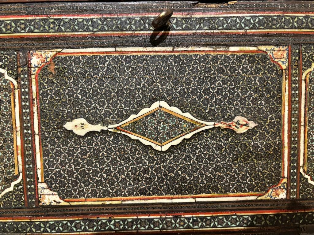 19th Century Anglo Indian Inlaid Mosaic Box With Drop Front and Drawers For Sale 7