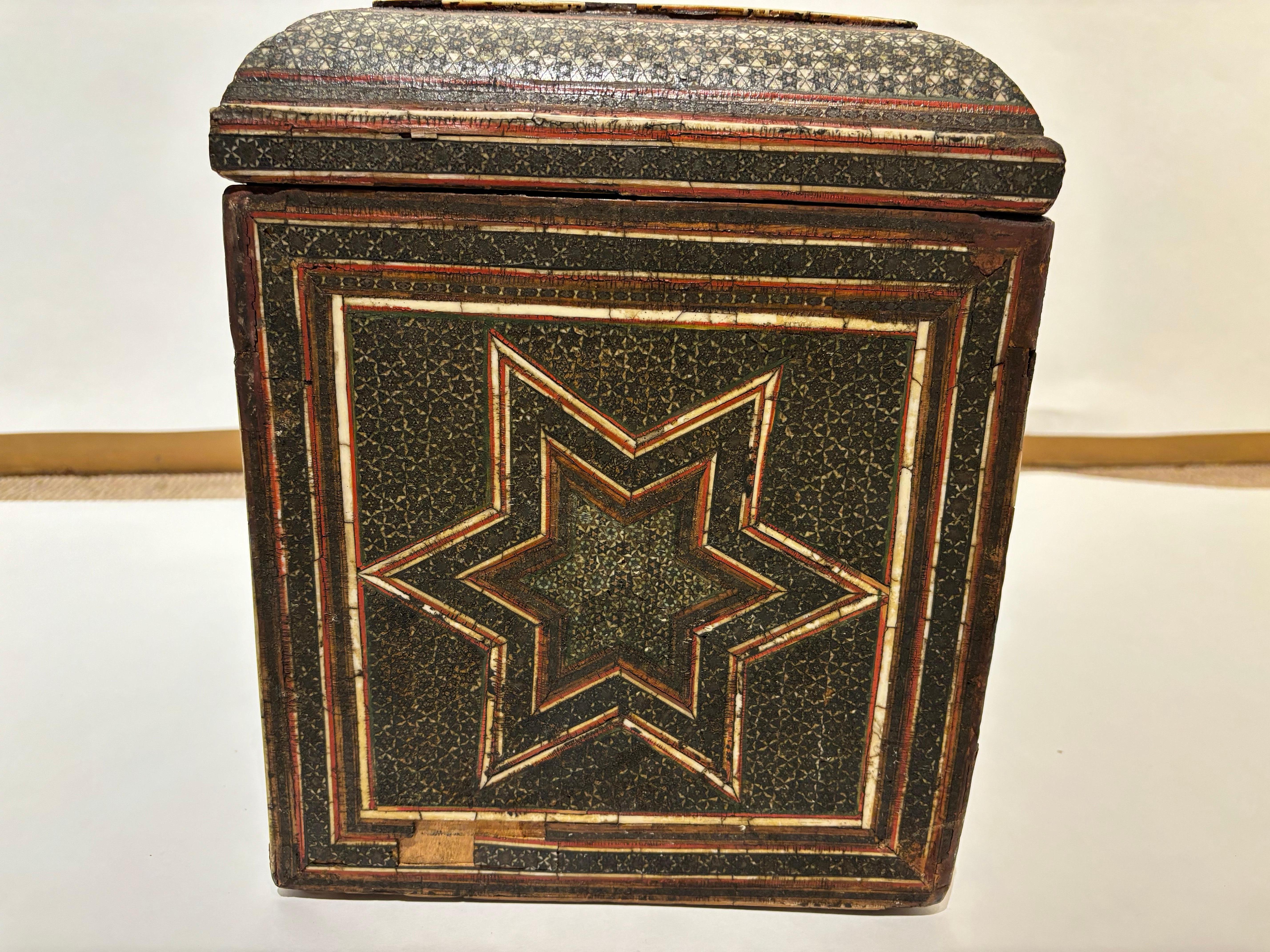 19th Century Anglo Indian Inlaid Mosaic Box With Drop Front and Drawers For Sale 10