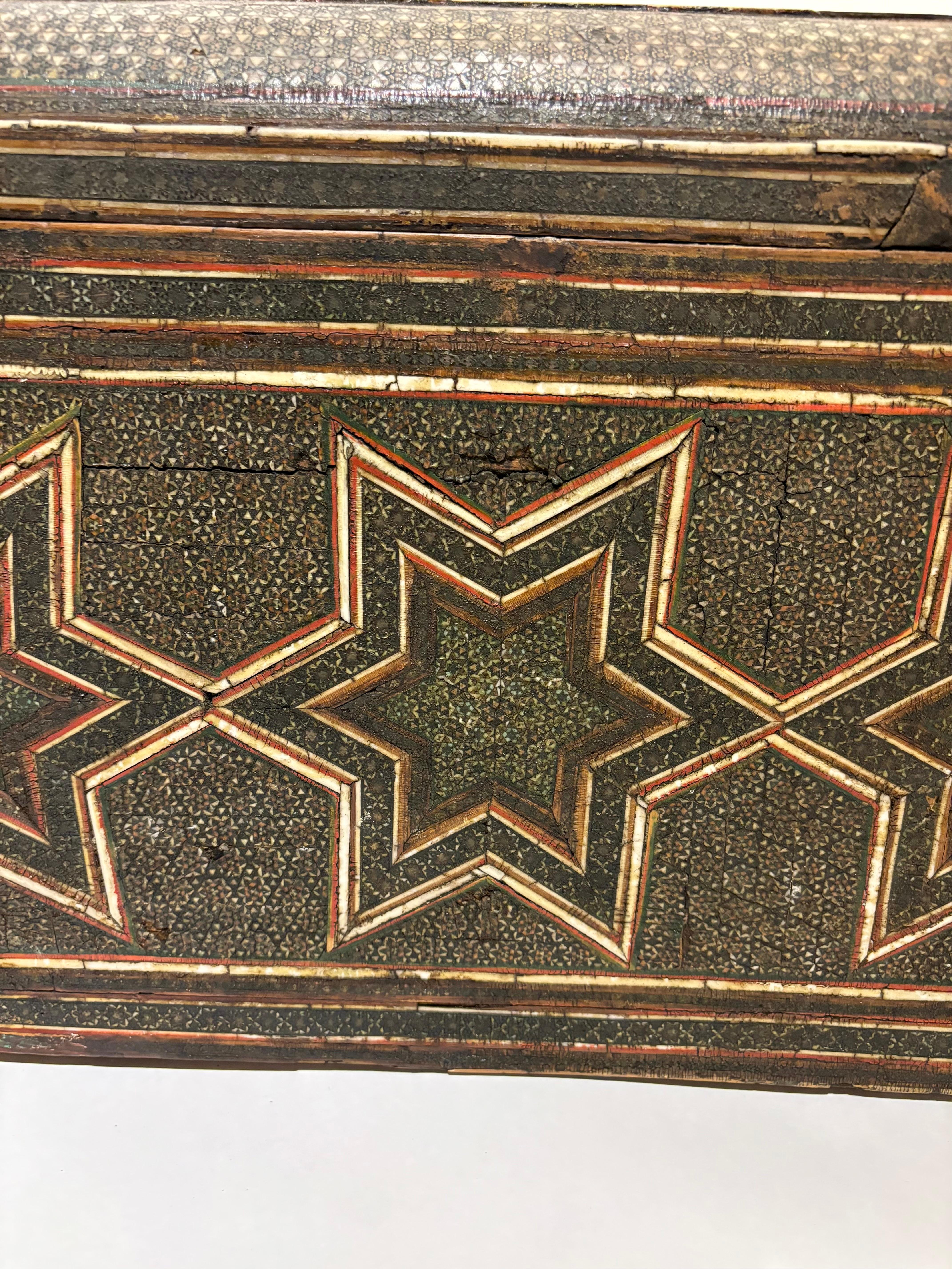 19th Century Anglo Indian Inlaid Mosaic Box With Drop Front and Drawers For Sale 12