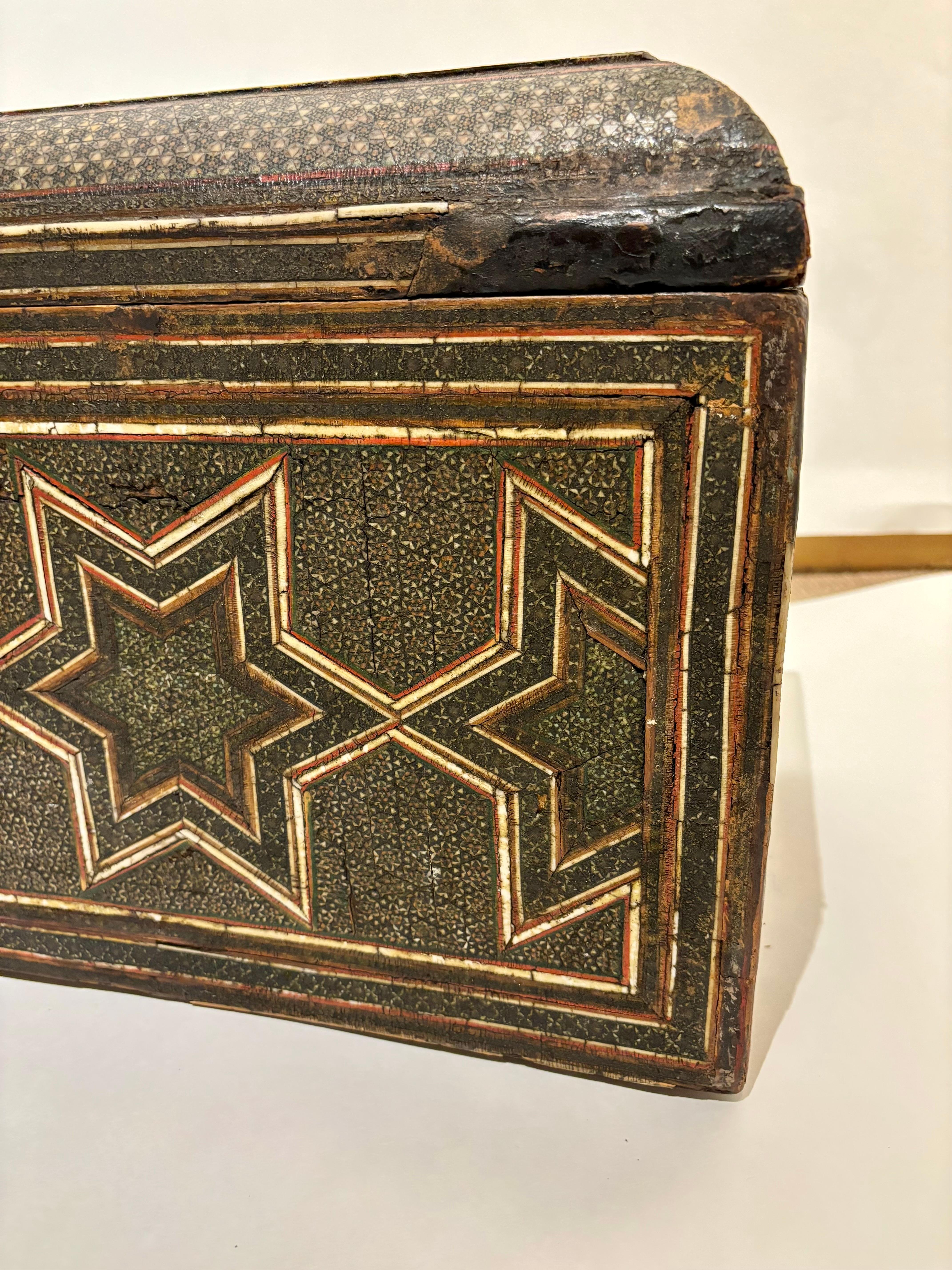19th Century Anglo Indian Inlaid Mosaic Box With Drop Front and Drawers For Sale 13