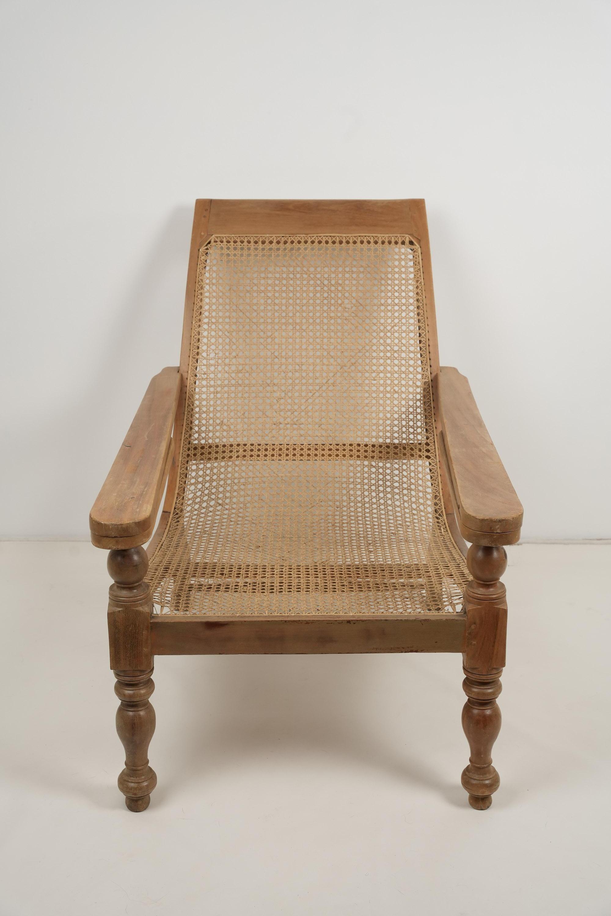 19th Century Anglo Indian Inlaid Plantation Chair with Extending Arms For Sale 6