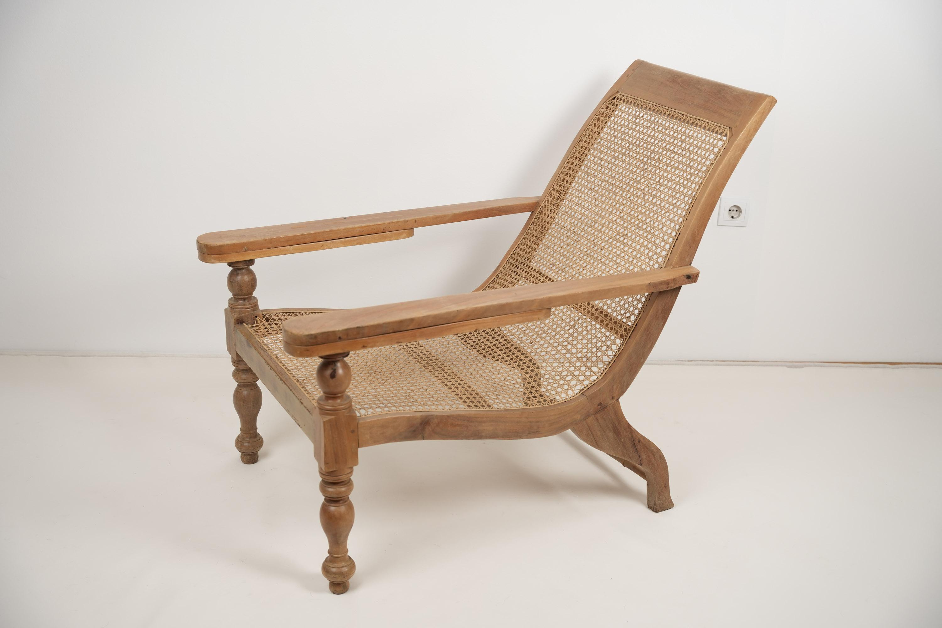 Early 20th Century 19th Century Anglo Indian Inlaid Plantation Chair with Extending Arms For Sale
