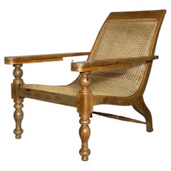 19th Century Anglo-Indian Inlaid Plantation Chair with Extending Arms