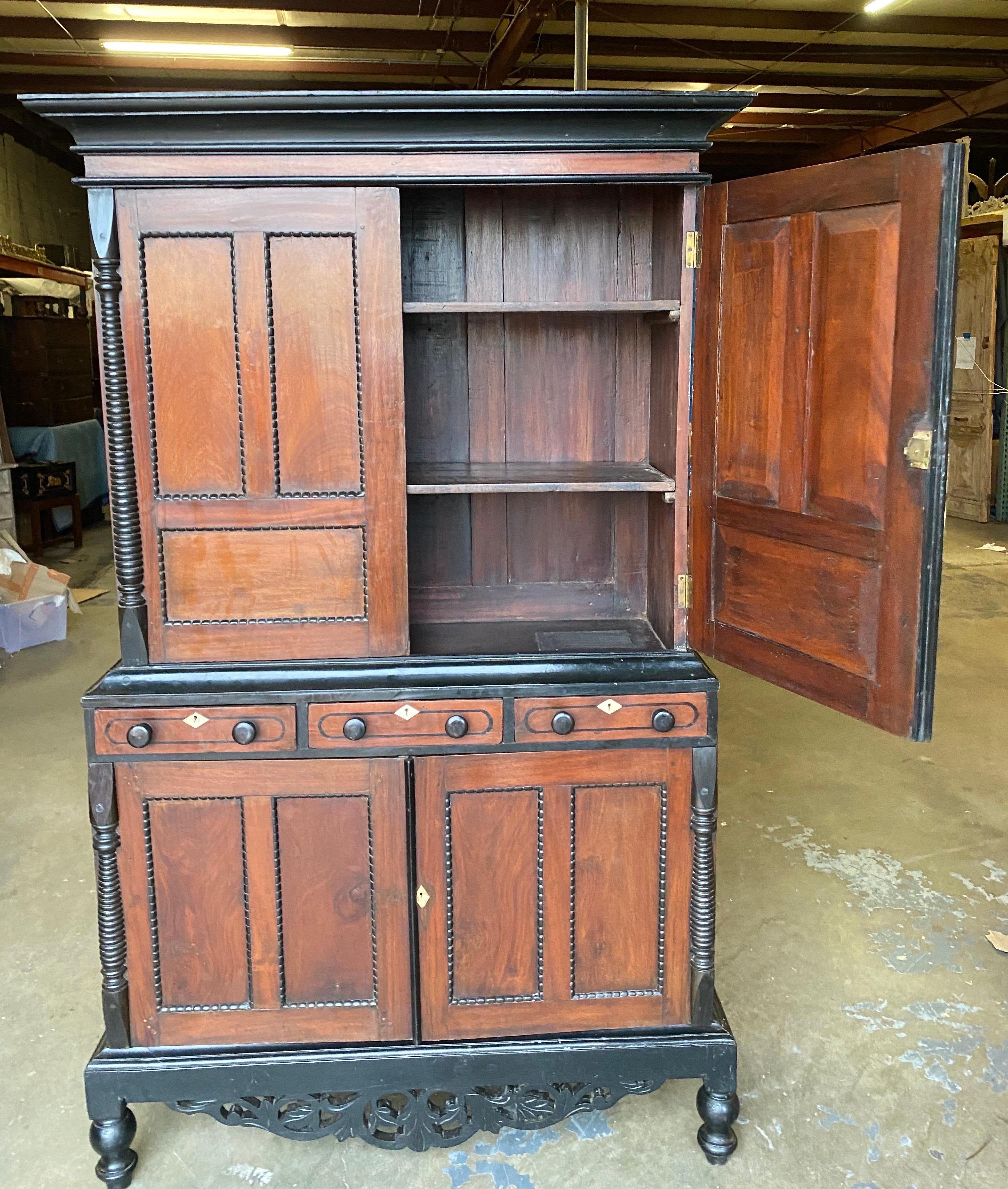 19th Century Anglo-Indian Jackwood and Ebony Cabinet In Good Condition For Sale In Charleston, SC