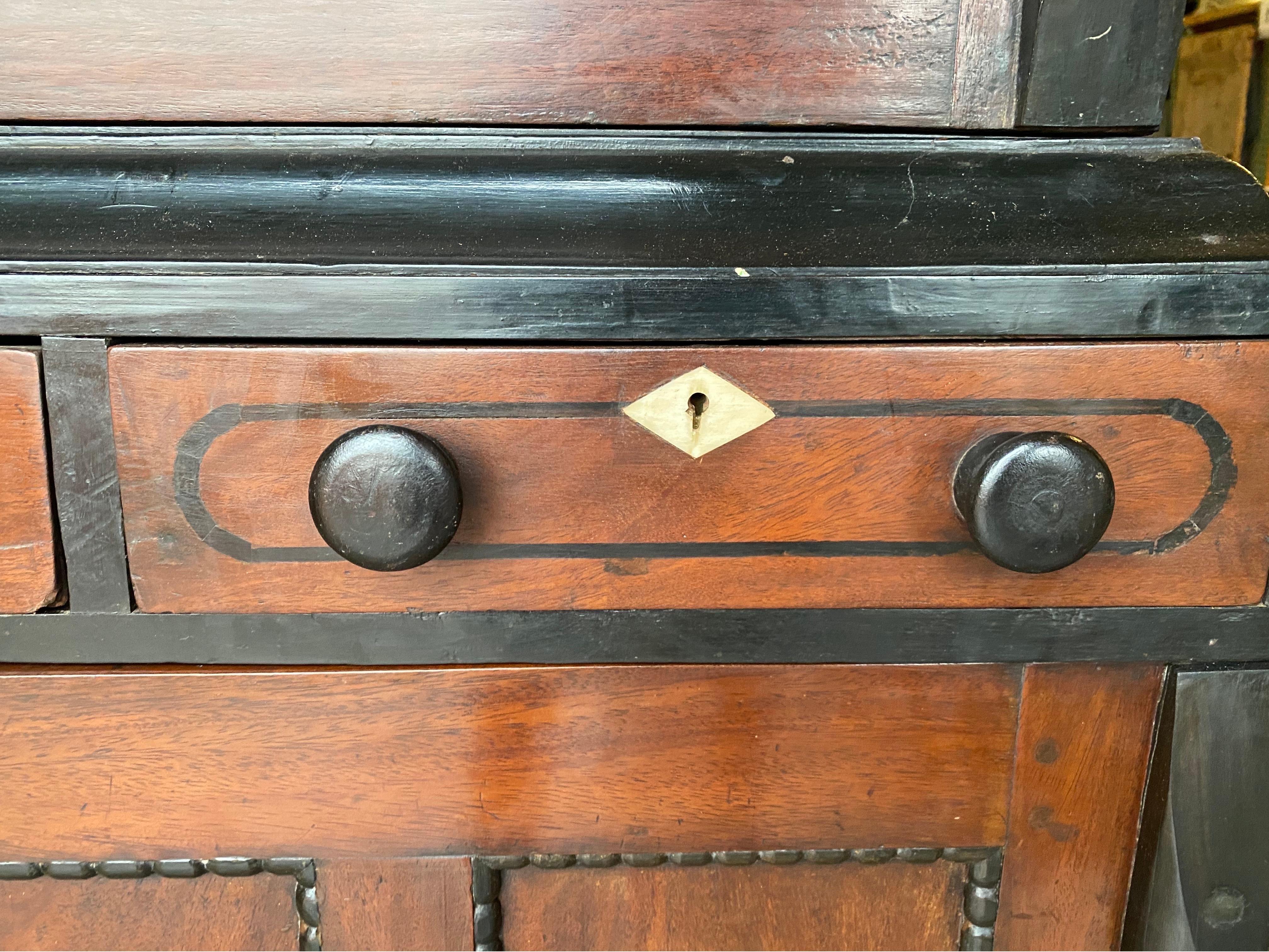 Wood 19th Century Anglo-Indian Jackwood and Ebony Cabinet For Sale