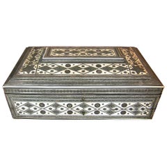 19th Century Anglo-Indian Large Sadeli Sewing Box with Hidden Writing Slope