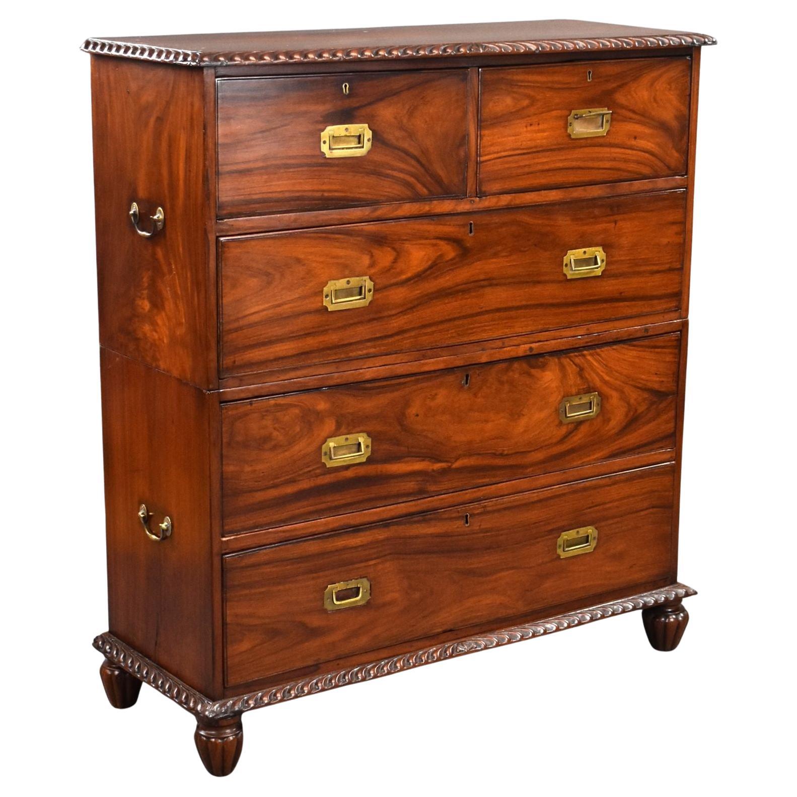 19th Century Anglo Indian Padouk Campaign Chest