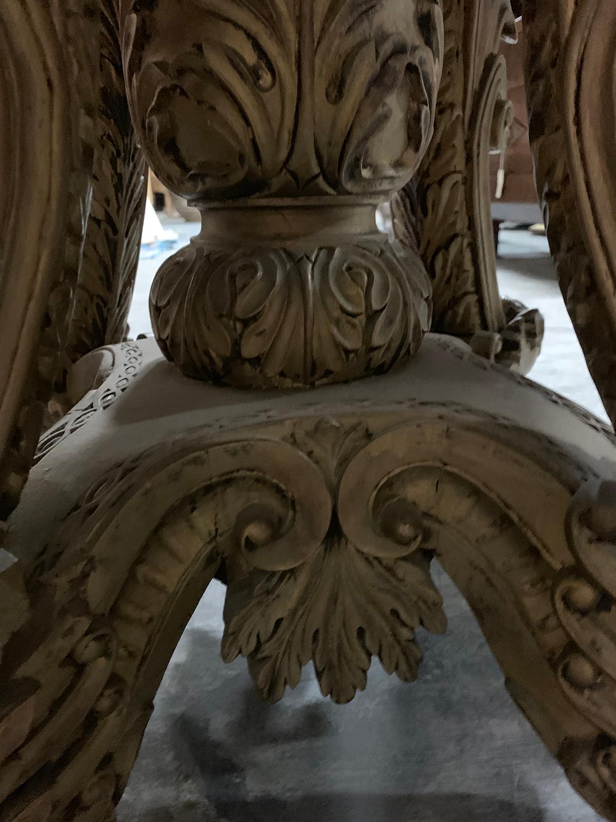 19th Century Anglo-Indian Parcel Gilt & Carved Tilt-Top Table, Lion Form Feet 9