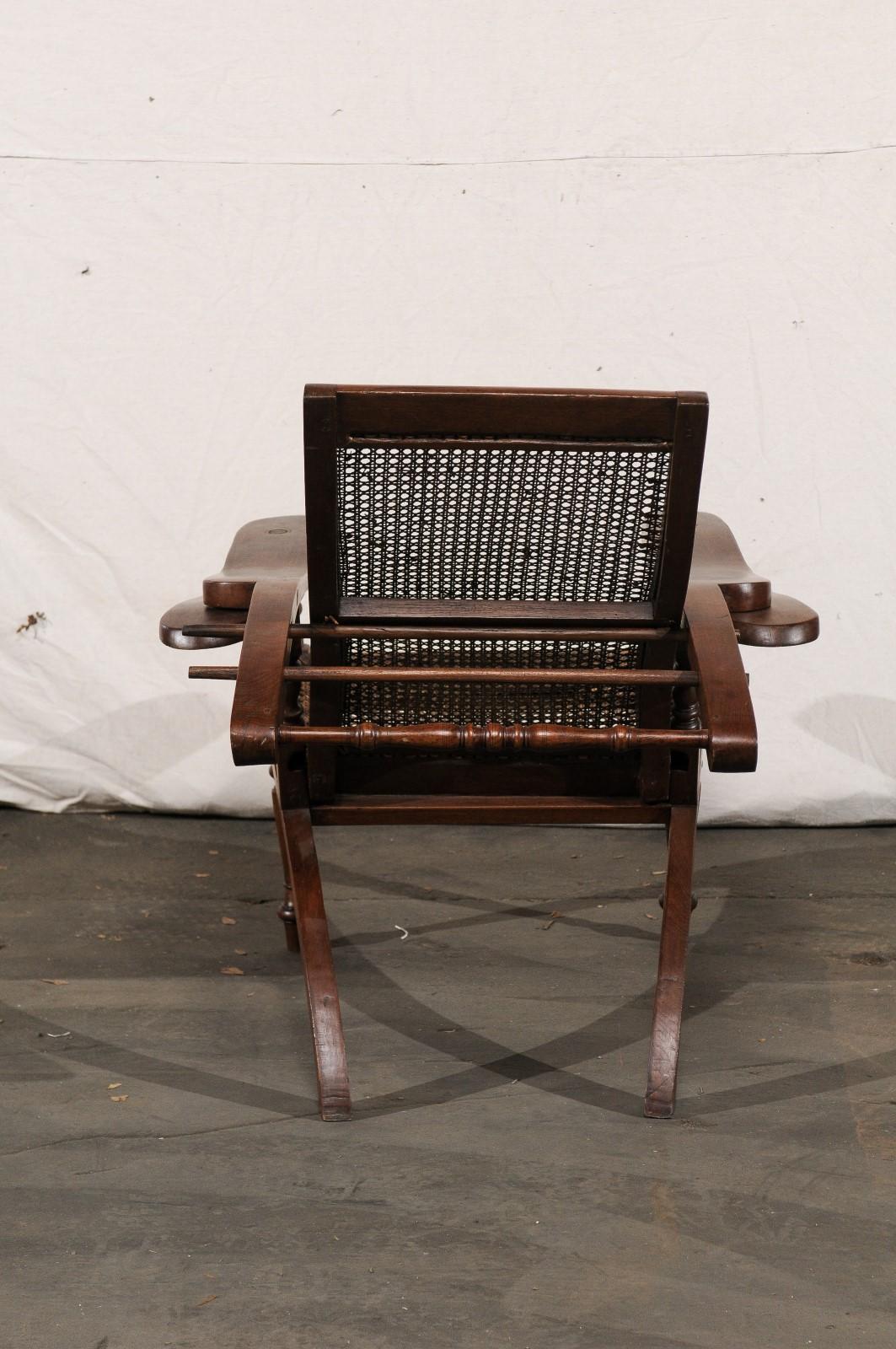 19th Century Anglo-Indian Caned Planters Chair with Leg Stretchers, Metamorphic 6