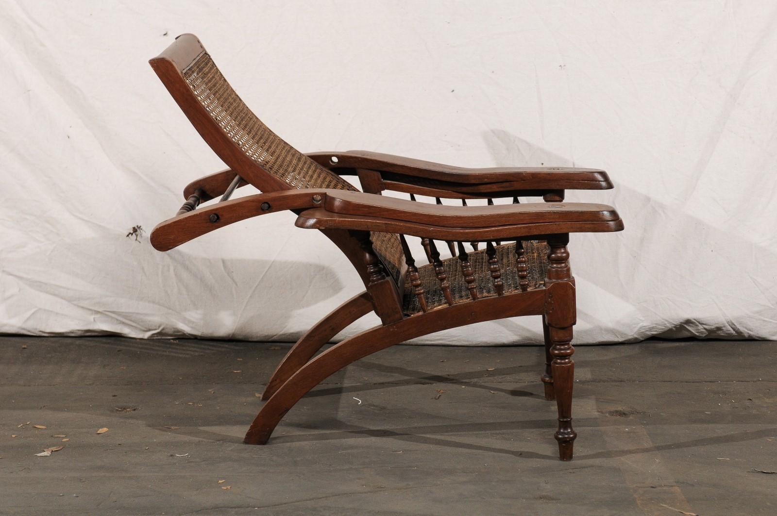 19th Century Anglo-Indian Caned Planters Chair with Leg Stretchers, Metamorphic 7