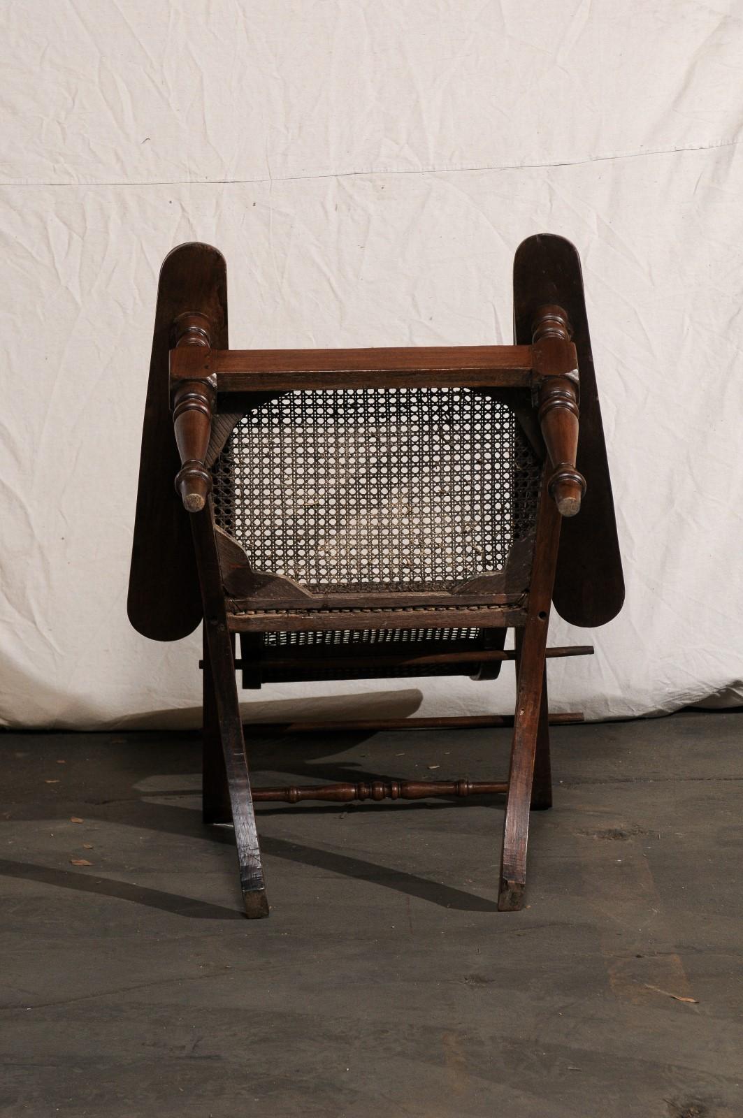 19th Century Anglo-Indian Caned Planters Chair with Leg Stretchers, Metamorphic 8