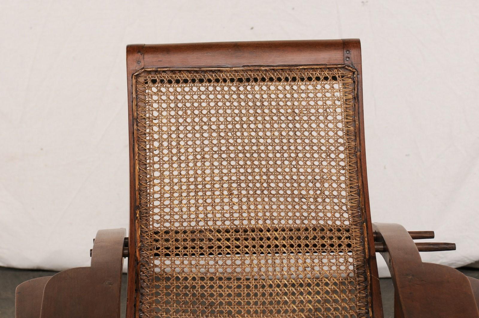 19th Century Anglo-Indian Caned Planters Chair with Leg Stretchers, Metamorphic 9