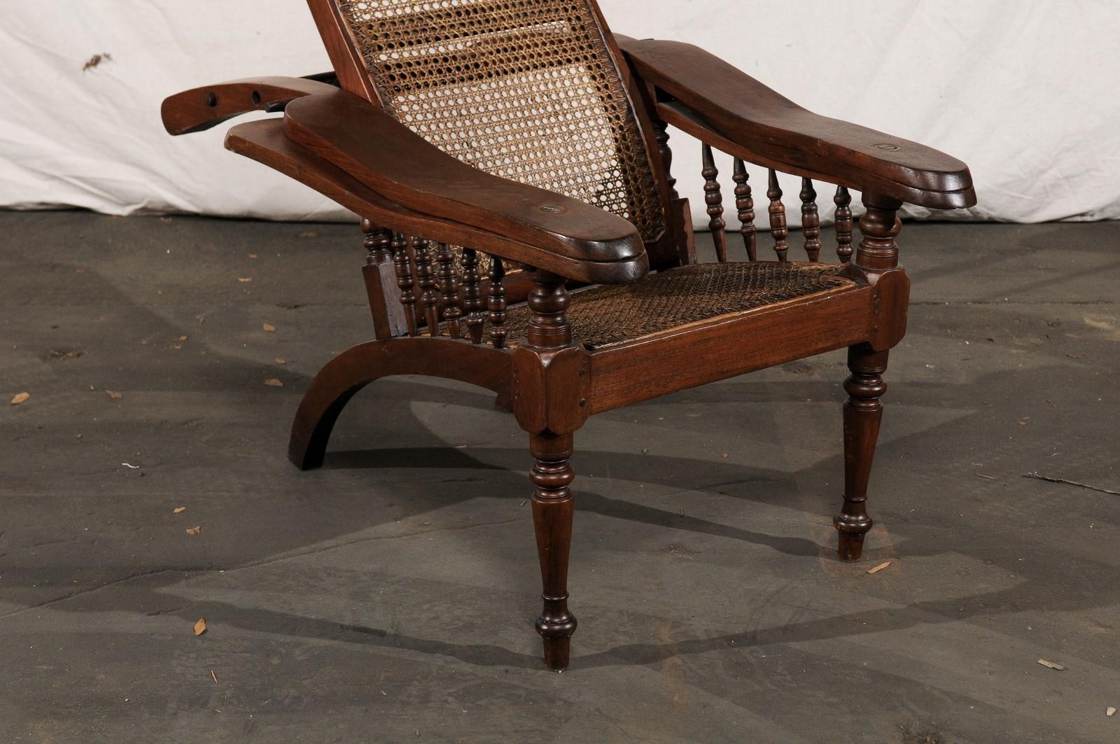 19th Century Anglo-Indian Caned Planters Chair with Leg Stretchers, Metamorphic 1