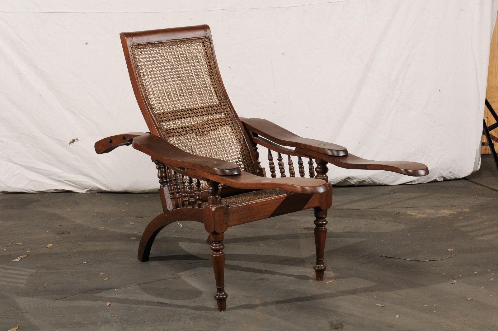 19th Century Anglo-Indian Caned Planters Chair with Leg Stretchers, Metamorphic 2