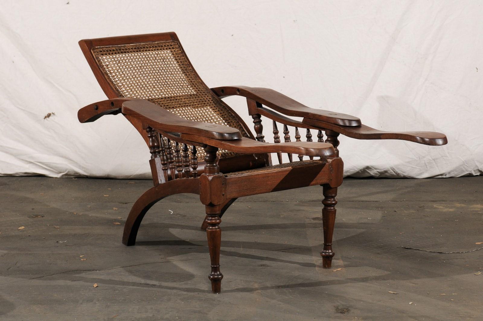 19th Century Anglo-Indian Caned Planters Chair with Leg Stretchers, Metamorphic 3
