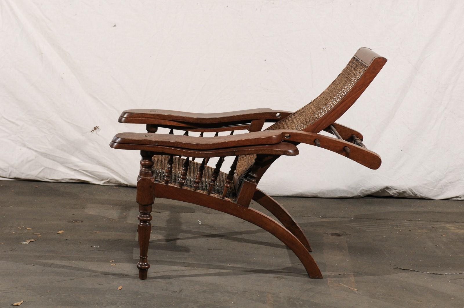 19th Century Anglo-Indian Caned Planters Chair with Leg Stretchers, Metamorphic 5