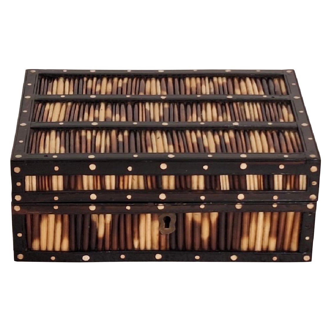 19th Century Anglo-Indian Porcupine Quill Box with Key For Sale