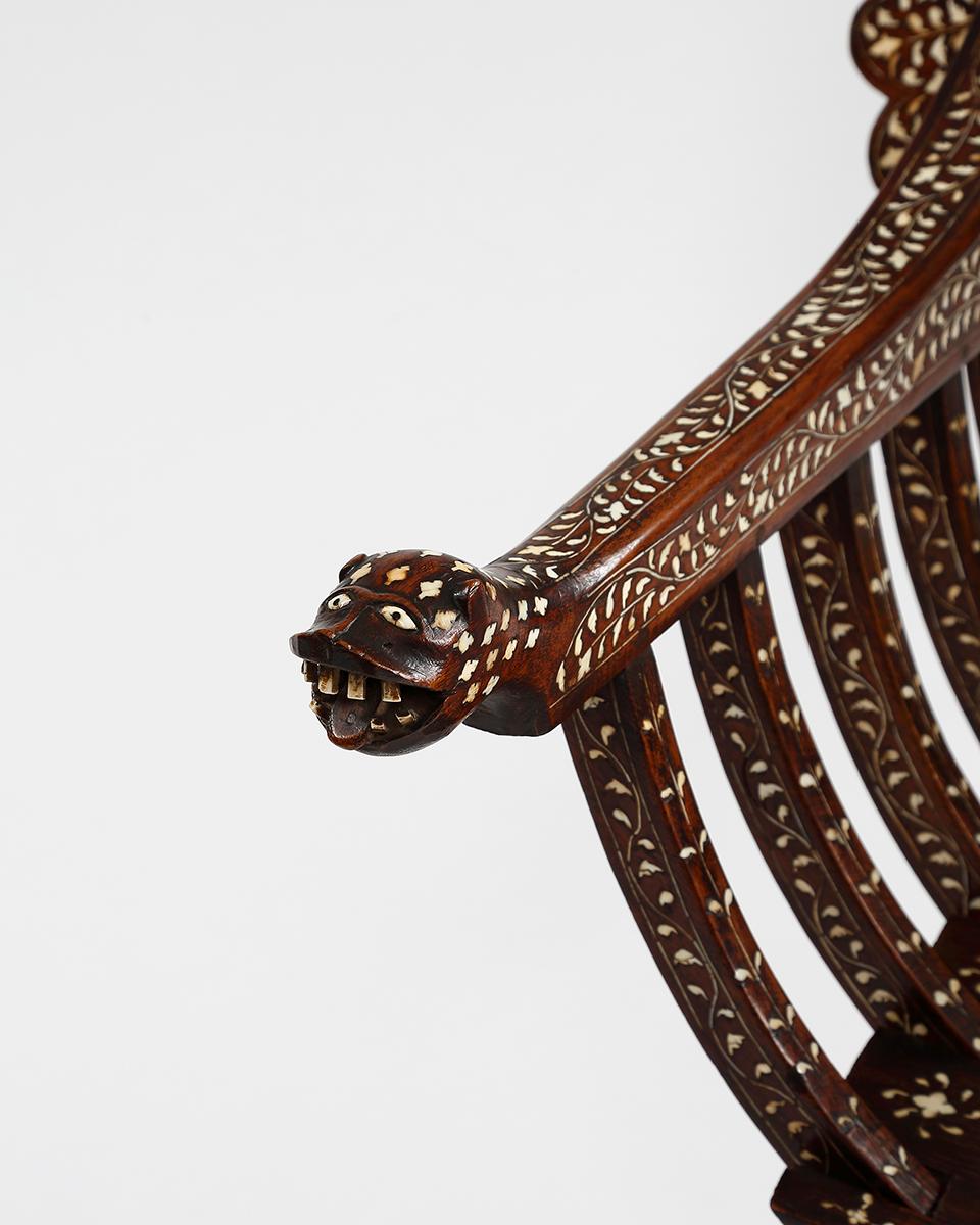 Inlay 19th Century Anglo-Indian Rosewood Armchair