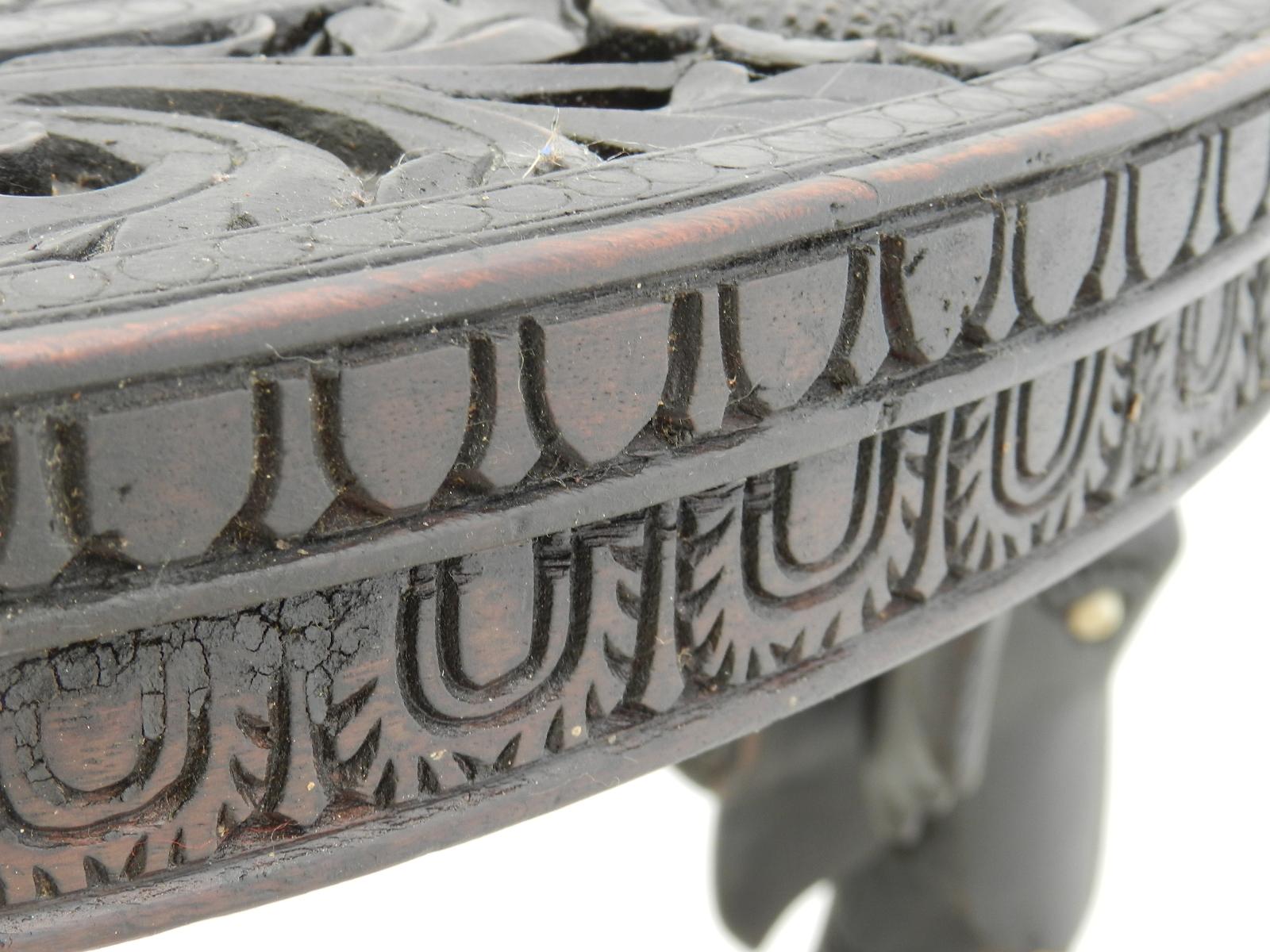 Carved 19th Century Anglo Indian Side Table with Elephant Head Legs