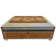 19th Century Anglo-Indian Sadeli Mosaic Jewelry Box with Lidded Compartments
