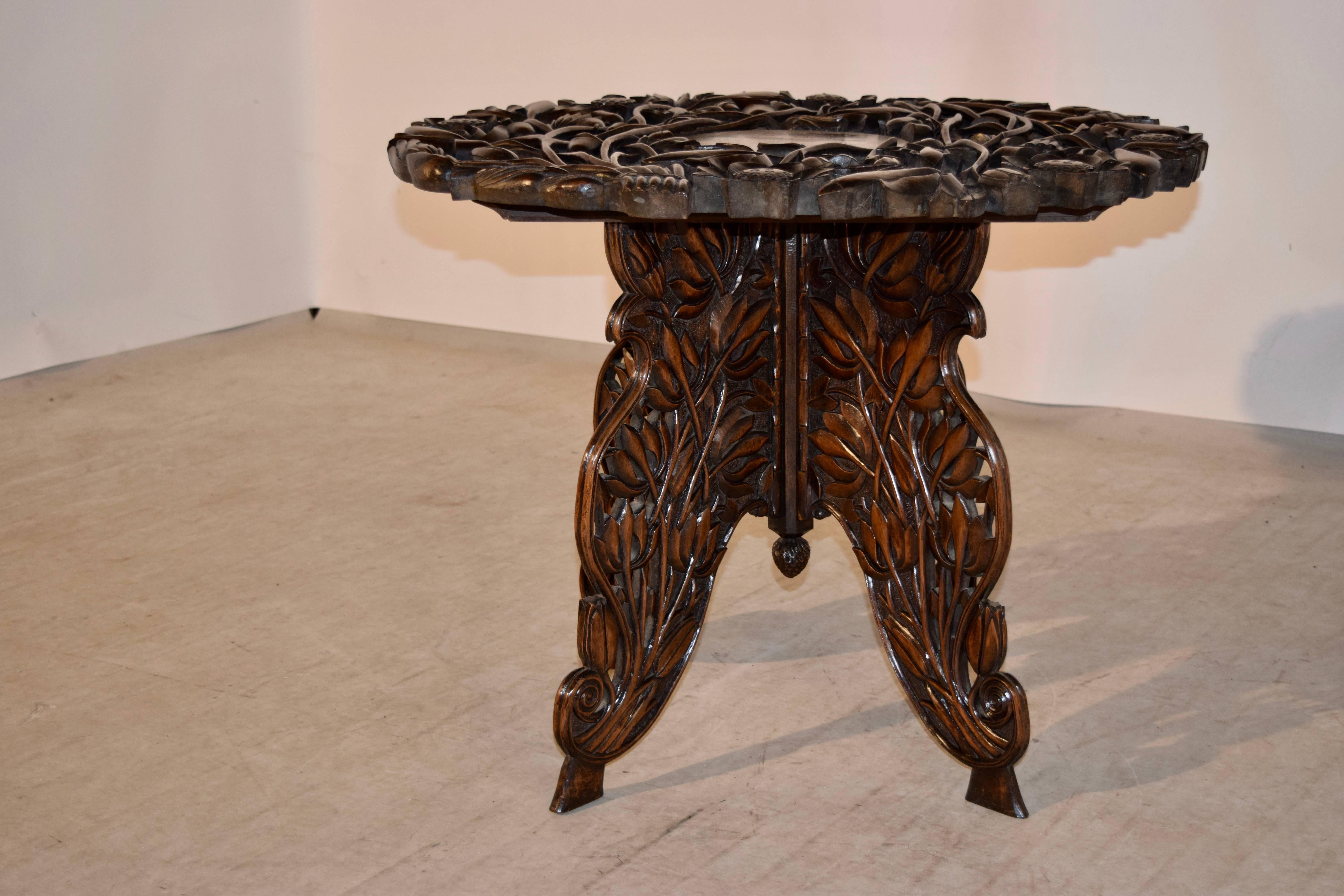 Hand-Carved 19th Century Anglo-Indian Side Table