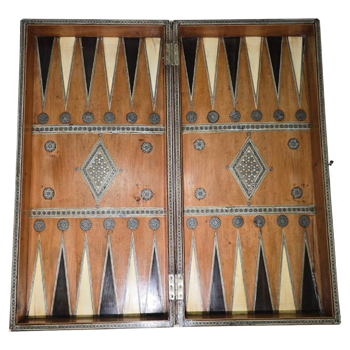 19th Century Anglo-Indian Silver-Inlaid Chess and Backgammon Box