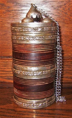 19th Century Anglo-Indian Spice or Tea Caddy with Silver Mounts