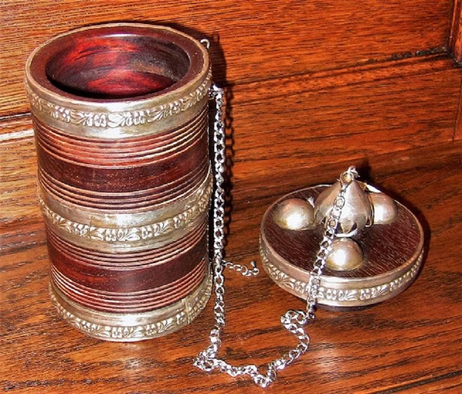 Anglo Raj 19th Century Anglo-Indian Spice or Tea Caddy with Silver Mounts For Sale