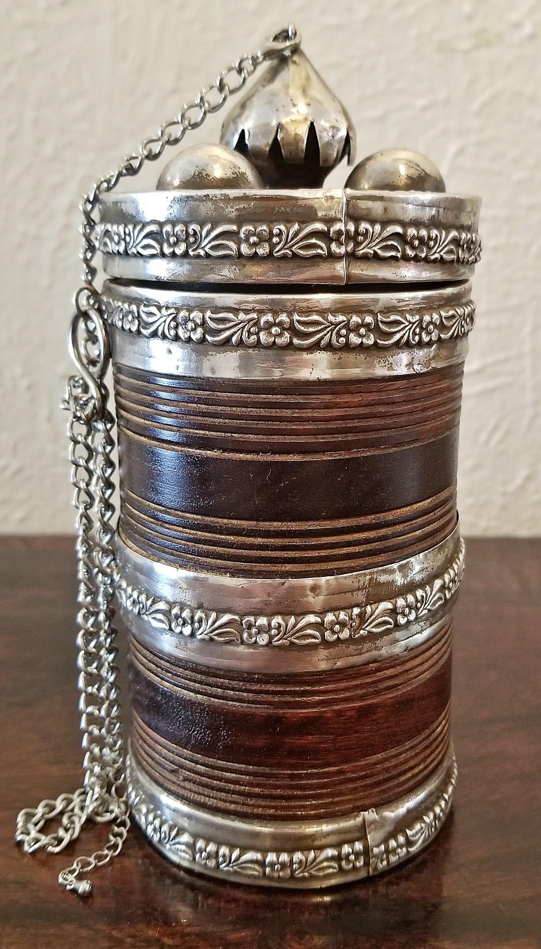 19th Century Anglo-Indian Spice or Tea Caddy with Silver Mounts For Sale 2