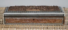 19th Century Anglo Indian Vizagapatam Carved Sandalwood Box Micro Mosaic Inlays