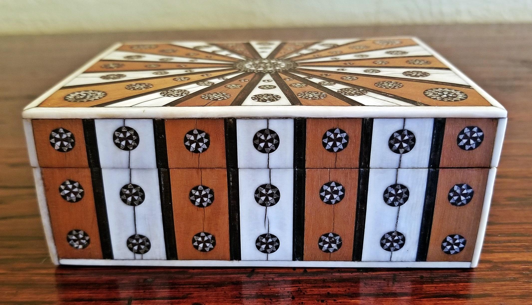 Anglo Raj 19th Century Anglo Indian Vizagapatam Sunburst Pattern Rectangular Box