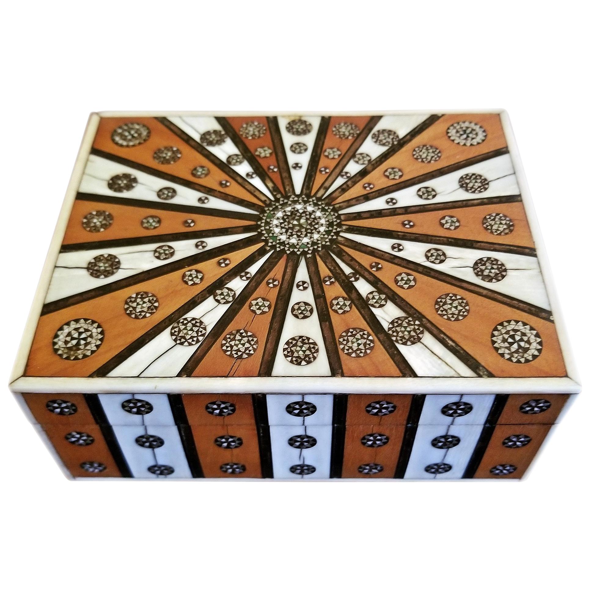 19th Century Anglo Indian Vizagapatam Sunburst Pattern Rectangular Box