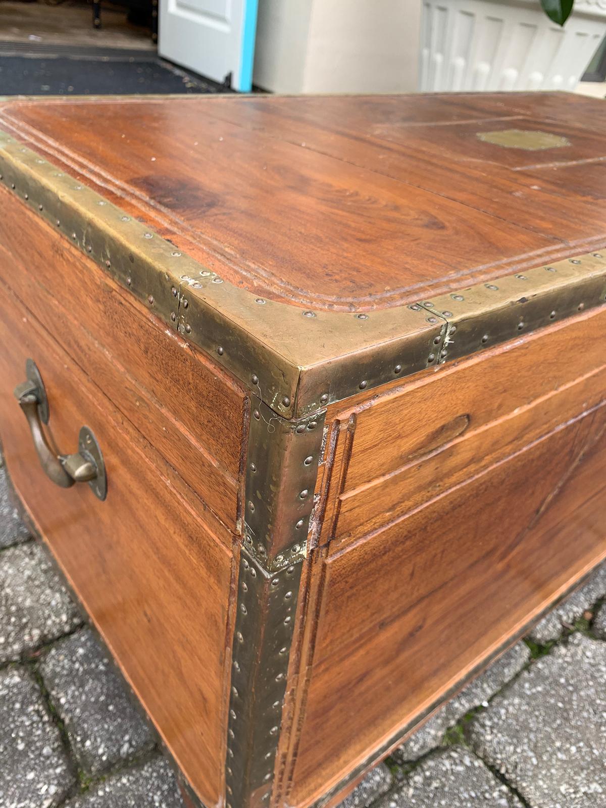 19th Century Anglo-Indian Wood Trunk with Wheels 10