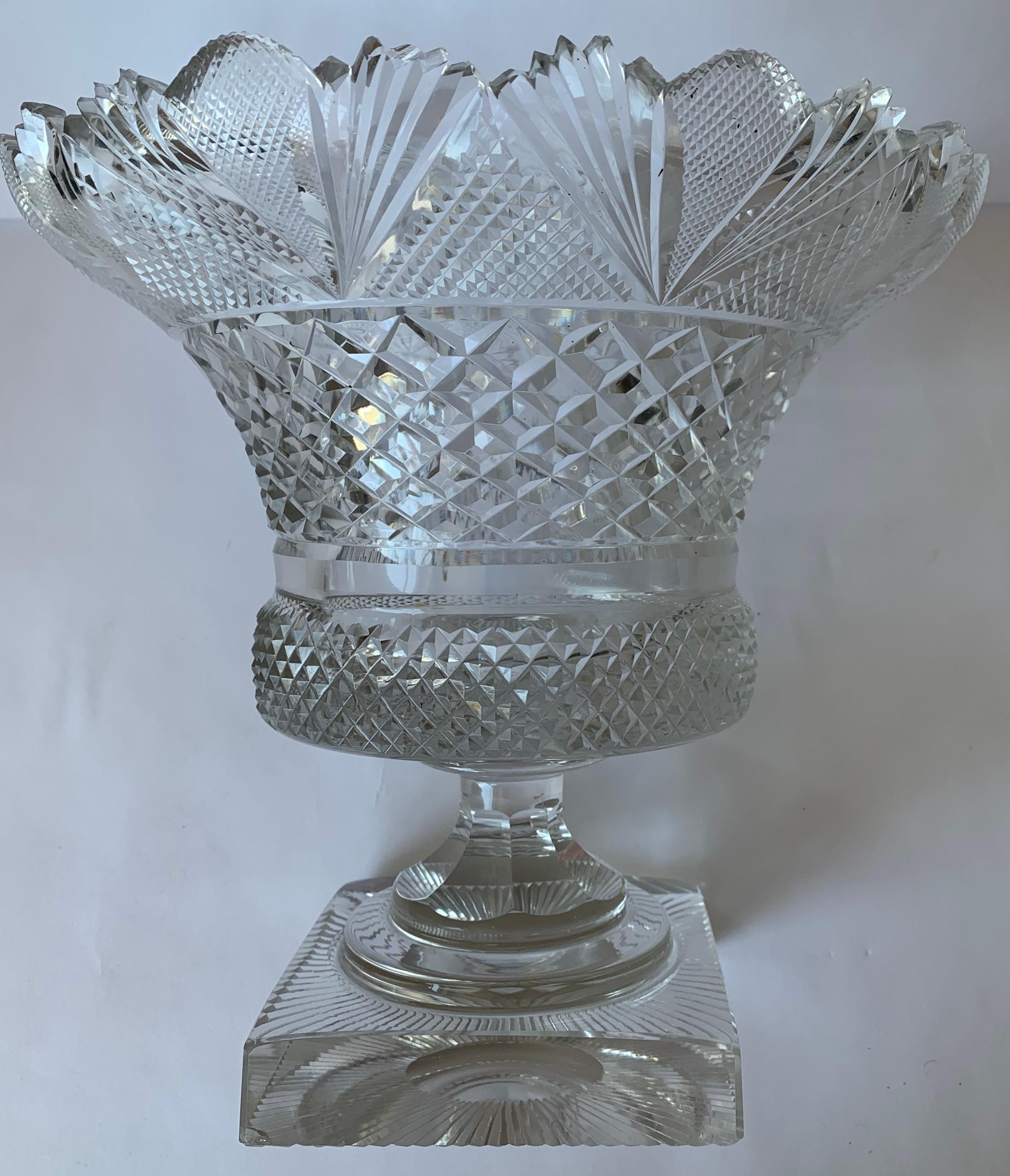 Mid-19th Century 19th Century Anglo-Irish Cut Crystal Footed Bowl For Sale