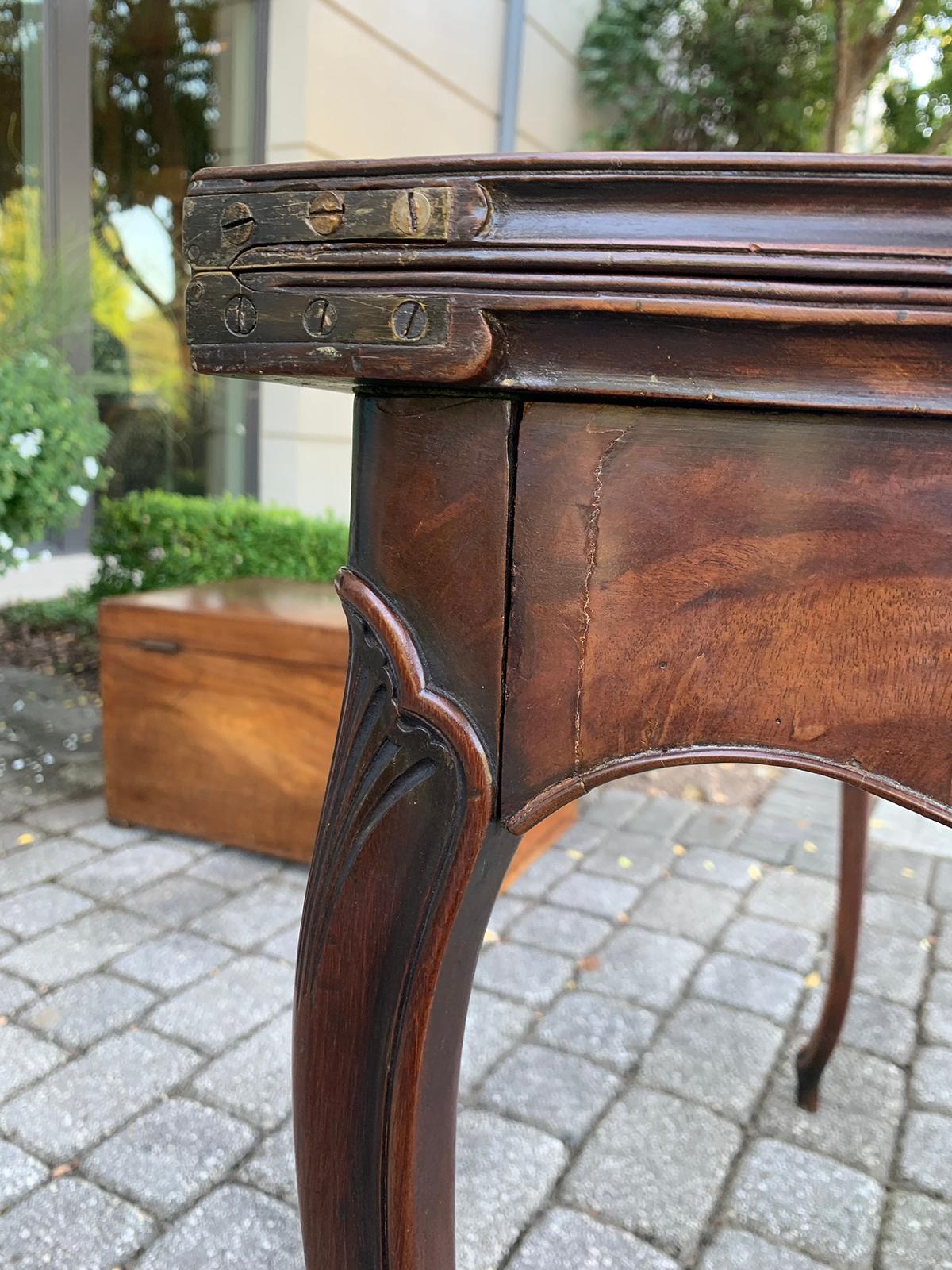 19th Century Anglo-Irish Mahogany Demilune Game Table 12