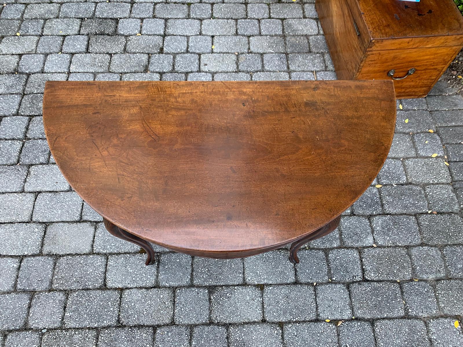 19th Century Anglo-Irish Mahogany Demilune Game Table 1