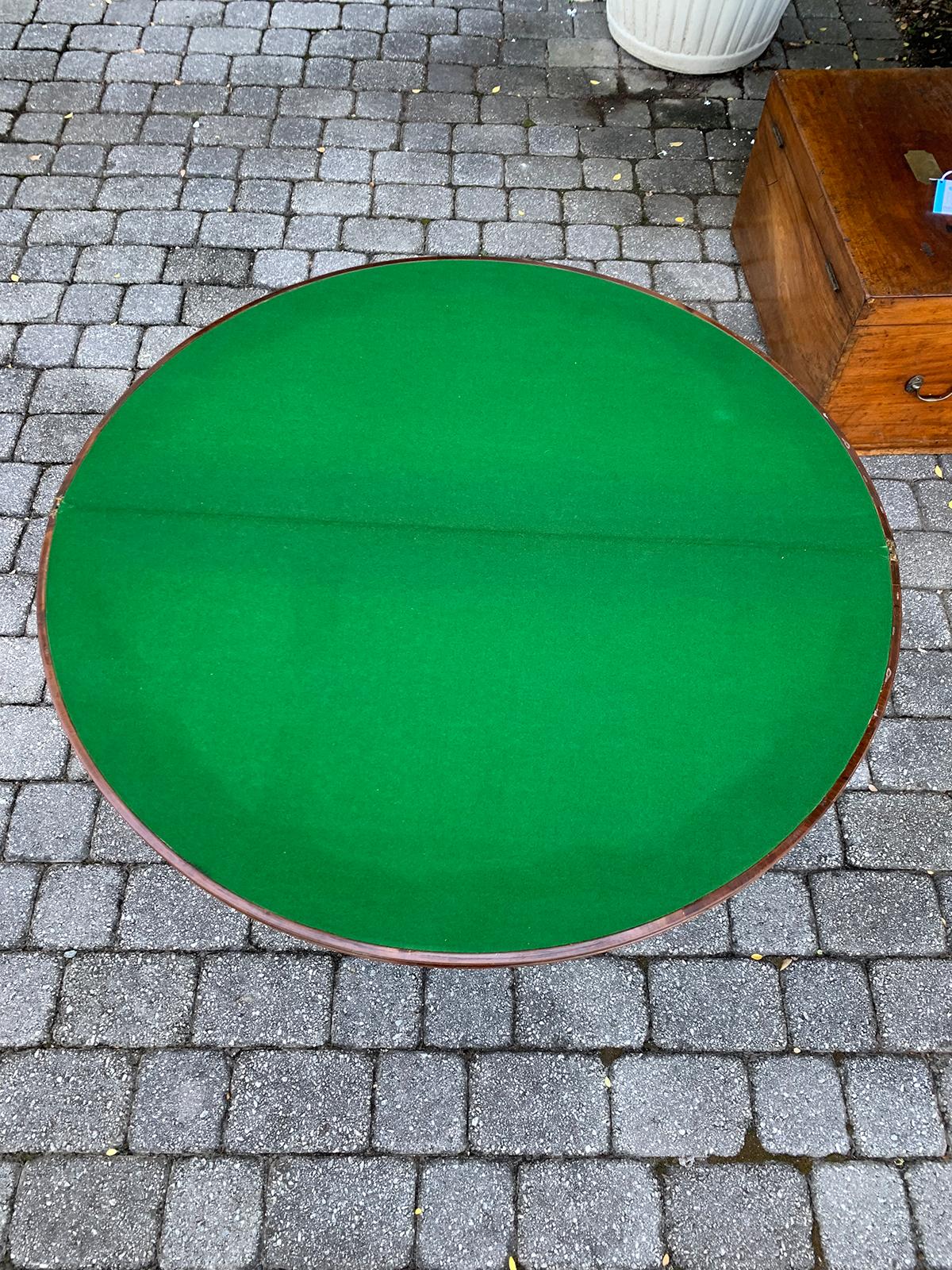 19th Century Anglo-Irish Mahogany Demilune Game Table 2